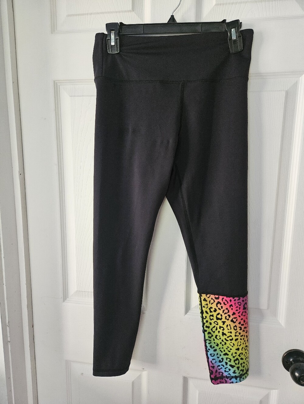 ZYIA Black Leggings with Rainbow Leopard Cuff
